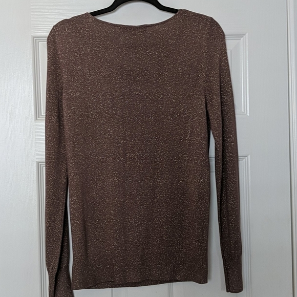 LOFT Rose Gold Metallic Zipper Sweater - Picture 5 of 5
